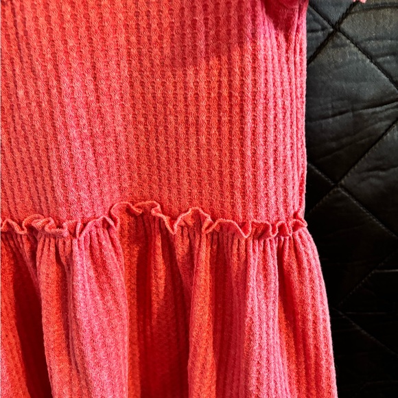 SHEIN Ribbed V-Neck Ruffle Top - Red - Picture 2 of 3